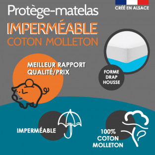 Protège matelas 160x200-30cm, Alèse Imperméable et Micro Respirante, Souple et SilencieuxBleu