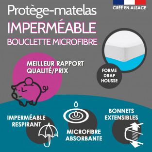 Protège Matelas Imperméable - Grand Bonnet 30cm - 160+80gr/m² PROTE