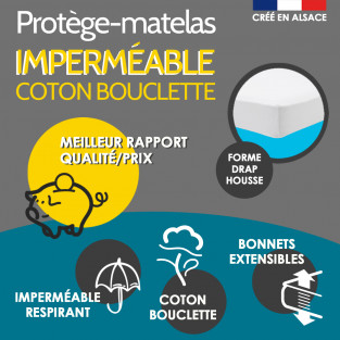 Protège-matelas 160X200 imperméable-respirant et extensible forme