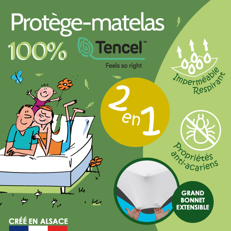 Alése (160X200) protège-matelas Imperméable Anti-Acariens Anti-Allergique