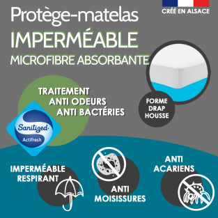 Protège Matelas 160x200 Hauteur 30cm Impermeable Alèse  Respirante,Blanc,Hypoallergenique,Hautement Respirant,Anti-Acarien