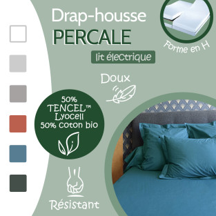 Drap-Housse Percale Tencel™ Coton Bio pour Lit 2x80x200