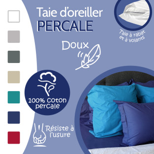 Taie d'oreiller Percale coton